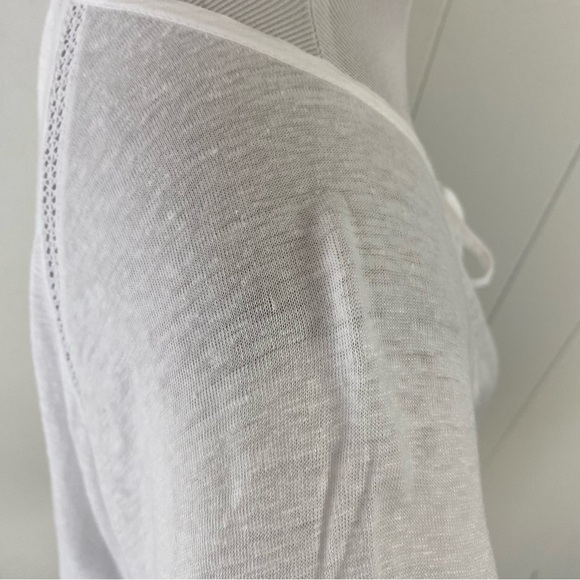 WRAP LONDON Women's 100% LINEN Casual Top White US Sz 12 Tie Neck Bohemian - Picture 5 of 13